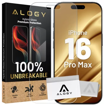 Ochranné sklo Alogy Flexi Full Glass 9H pro Apple iPhone 16 Pro Max hybrid, ploché, celoplošné