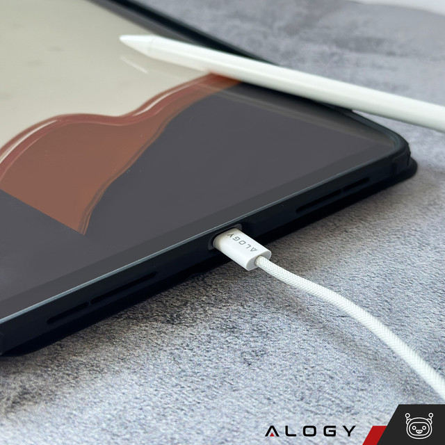 Kabel USB-C typu C Silný rychlý 60W PD 1M pro iPhone 15/Pro/Max iPad MacBook Alogy nylonový kabel bílý