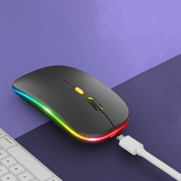Silent Slim Mouse Alogy LED RGB podsvícená myš pro tabletový notebook Černá