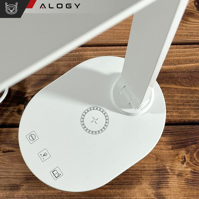 LED stolní noční lampa s QI 15W USB indukční nabíječkou pro čtecí stůl Časový spínač Alogy Desk White