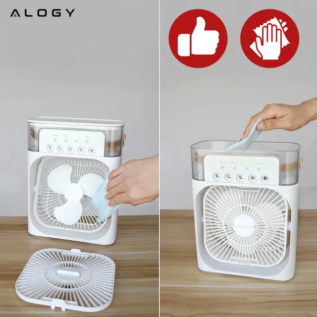 Stolní ventilátor stojící ventilátor malé oběhové čerpadlo s klipem bezdrátové ruční 500mAh USB-C Alogy White