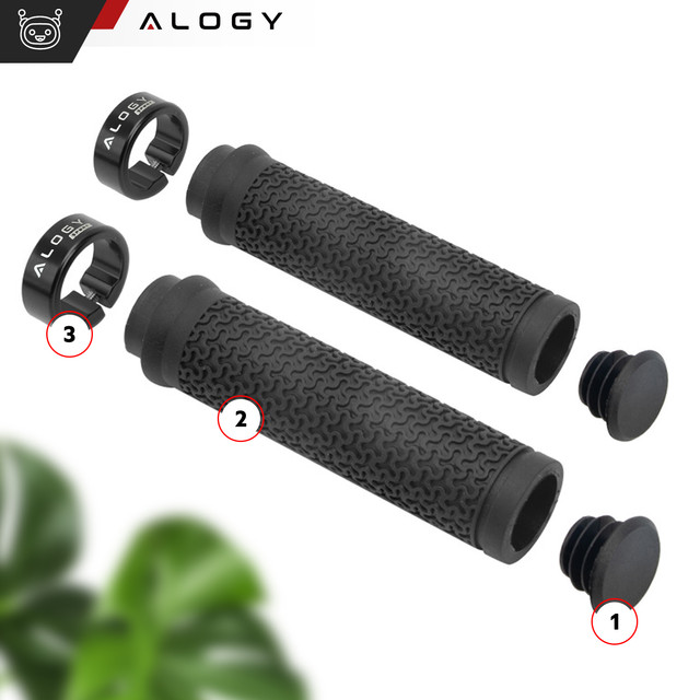 Bicycle grips, ergonomic handlebar grips, for MTB Alogy Sport bike, Black [2 pcs]