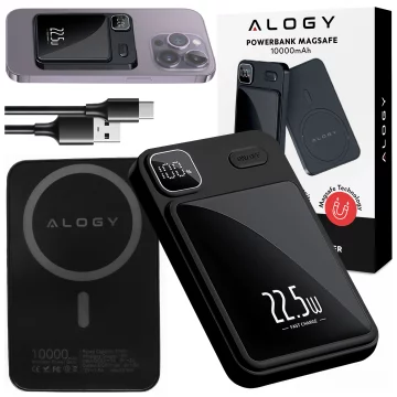 PowerBank Alogy MagCharge 22,5 W PD20W PowerDelivery Schnellladung 10000 mAh kabellos für MagSafe Black