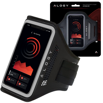 Alogy WaterProof Sport ArmBand Lauftasche, wasserdichtes Armband für Telefon 6,7 Zoll, Schwarz