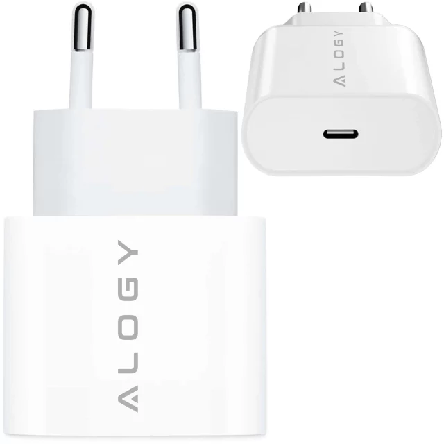Ładowarka sieciowa szybka 30W USB-C USB typ C GaN PD do iPhone kostka Alogy Biała