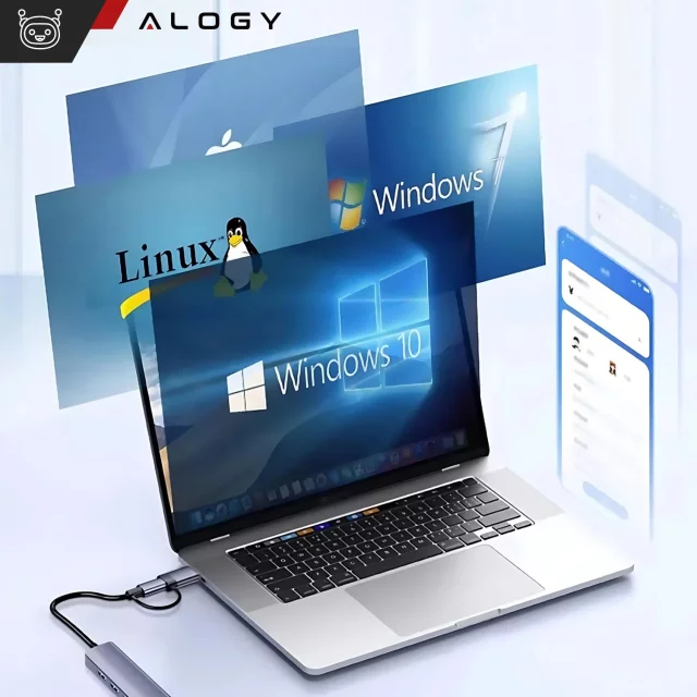 Alogy HUB Splitter Adapter for Laptop Computer USB-C to 3x USB-A 2.0 1x USB-A 3.0 Gray