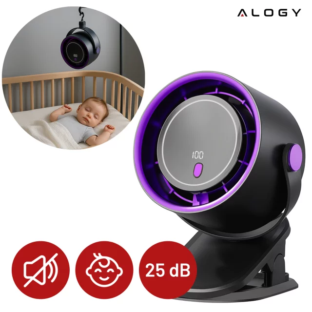 Fan Desk Fan Standing Small Circulator with Clip Cordless Handheld 500mAh USB-C Alogy White