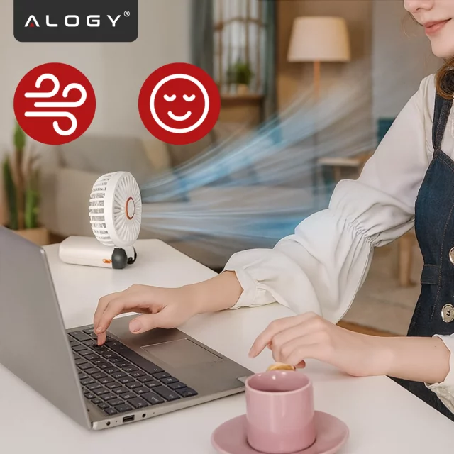 Fan Fan Handheld Fan Wireless Alogy Desktop Portable Handheld with Phone Holder USB-C Navy Blue