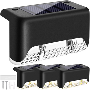 LED solar garden lamp for terrace, balcony, stairs, balustrade with dusk sensor, AAA battery, black
