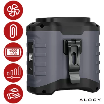 Schreibtischventilator, Standventilator, kleiner Umwälzventilator mit Clip, kabelloser Handventilator, 500 mAh, USB-C, Alogy White