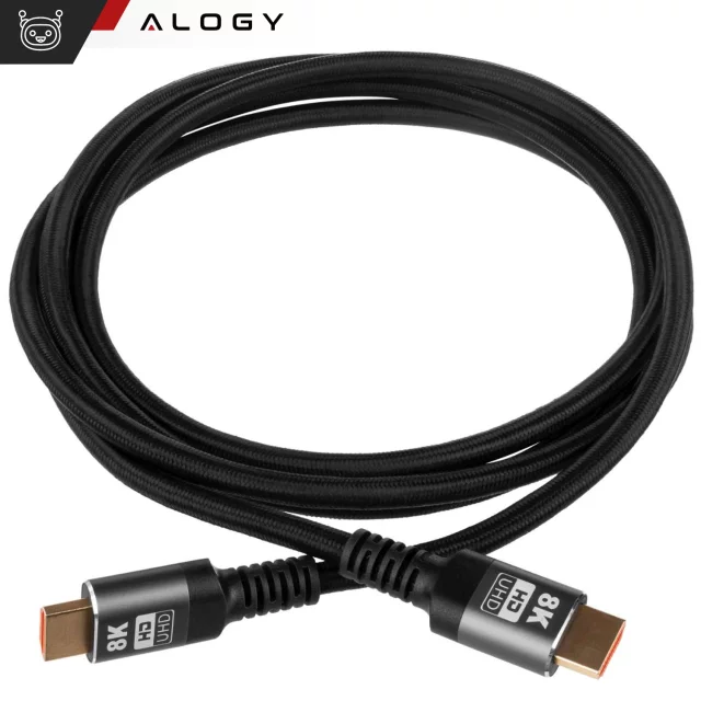 2x Kabel HDMI 2.1 Alogy 5m 4K 8K PREMIUM MIEDŹ ULTRA High Speed 60Hz 48GBps Czarny