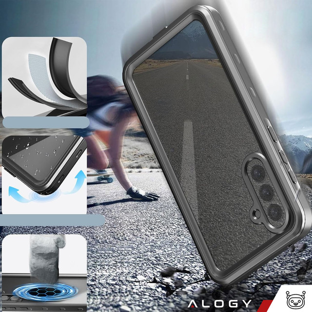 Case for Samsung Galaxy A35 5G Armored Waterproof IP68 360 Armor Case Built-in Glass Alogy Black