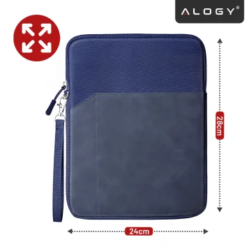 Torba Wsuwka Uniwersalna na tablet 9.7–10.8" z Smyczką i Kieszonką, Ochronna, Wodoodporna, Miękkie Wnętrze Alogy SleeveBag™ – Etui do iPad, Samsung, Lenovo, Xiaomi, Granatowy