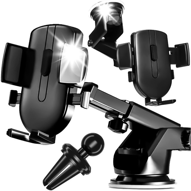 Alogy 2v1 držák telefonu na okno do auta pro mřížku palubní desky černý kabel USB-C 2,4A 1m