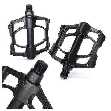 Alogy bicycle pedals for road and mountain bikes, MTB platform aluminum, set of 2, aluminum with triple bearing, black