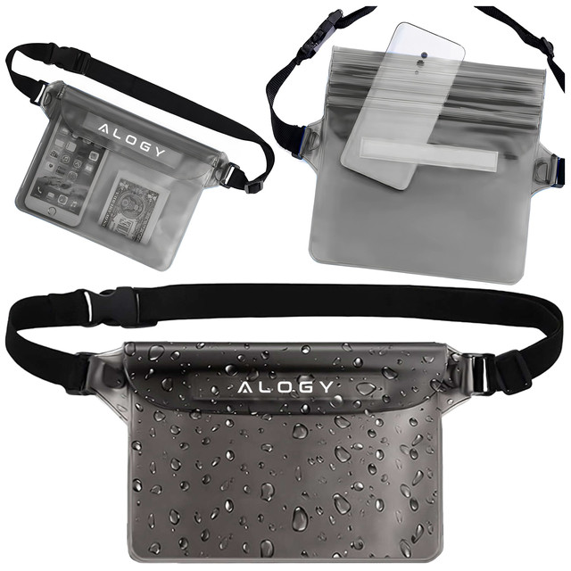 2x Waterproof case waist bag pouch phone case water resistant 21.5x23.5cm Alogy Waterproof Black