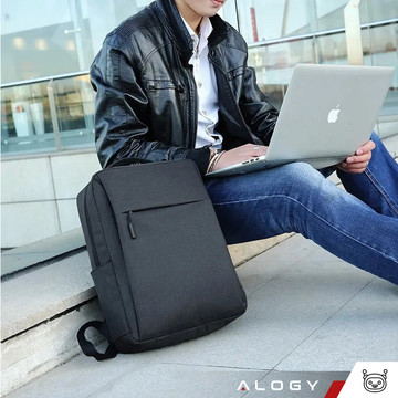 Backpack laptop bag 15.6" large waterproof with USB port Unisex 41x29x12cm for plane Alogy Backpack Black