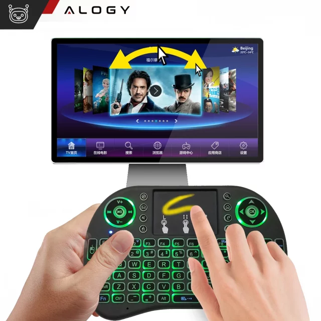 Bezdrátová mini klávesnice Alogy se 3 barvami touchpadu