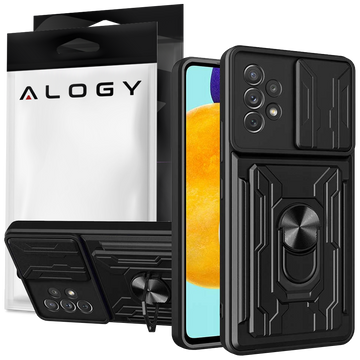 Alogy Camshield Ring Wallet Case with Camera Cover and Wallet for Samsung Galaxy A53 Black Glass