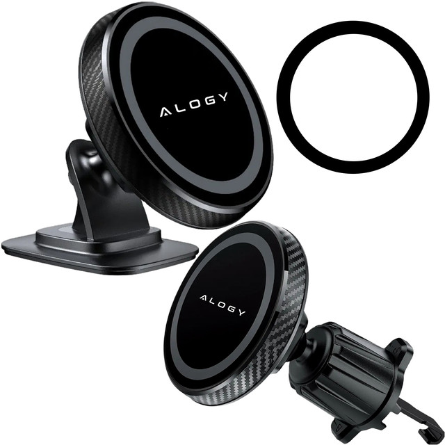 Magnetic car holder for phone, window, grille, cockpit, dashboard, car, phone, Alogy Black