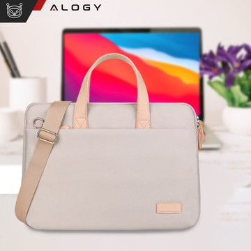 Pánská a dámská brašna přes rameno na tablet na notebook 15,6 palcový látkový cestovní obal Alogy Beige
