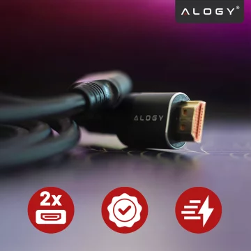 Kabel HDMI 2.1 Alogy 2m 8K PREMIUM ULTRA High Speed 60Hz 48GBps Czarny