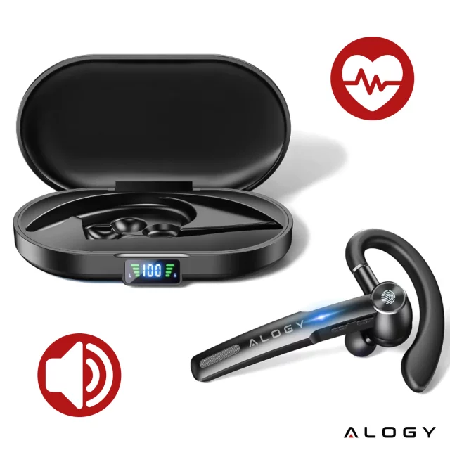 Bezdrátový headset pro hovory Bluetooth 4.0 do auta headset s displejem V8 Black