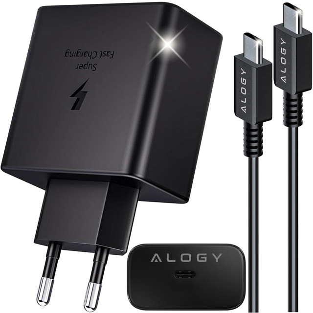 USB-C Type-C PD Premium Fast 45W 3A Wall Charger Type-C 1M Alogy Black