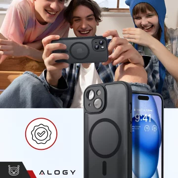 Apple iPhone 15 Plus Case Alogy MagSafe Hybrid Matte Case Matte Cover with Lens Protection Black