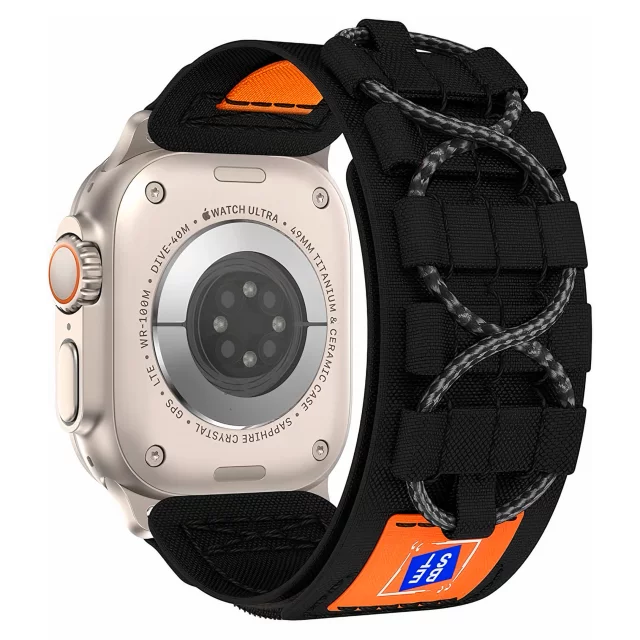 Alogy Nylonarmband mit Klettverschluss für Apple Watch 42/44/45/49 mm Schwarz