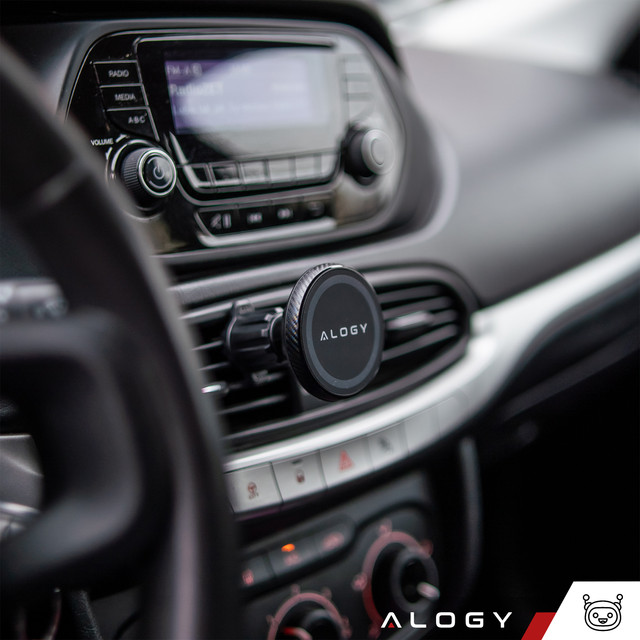 Magnetic car holder for phone, window, grille, cockpit, dashboard, car, phone, Alogy Black