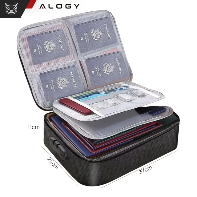 Walizka torba podróżna etui organizer na dokumenty Alogy Bag for Documents with Number Lock - 37x26x11cm Czarna