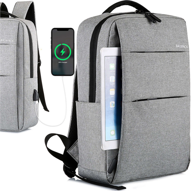Batoh taška na notebook 15,6" velký voděodolný s USB portem Unisex 44x34x13cm do letadla Alogy Backpack Grey