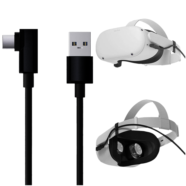 Kabel do okularów VR Alogy przewód USB do USB Type-C 5m do Oculus Link Quest 1 2 3 Czarny