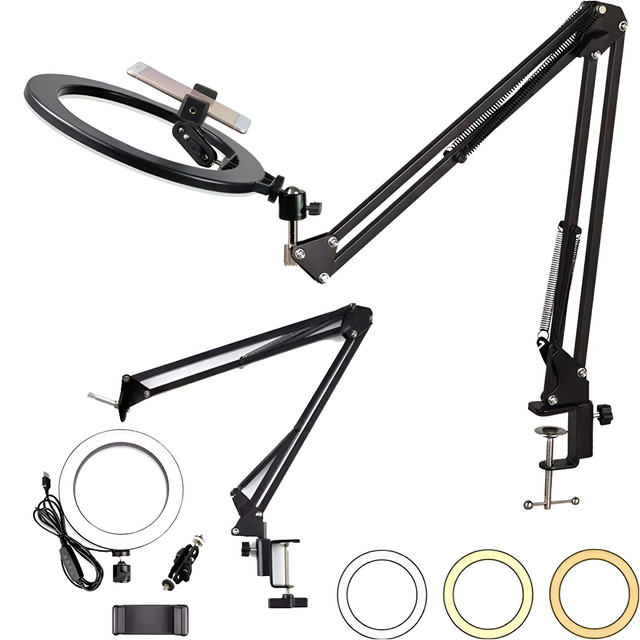 Alogy LED-Ringlicht 10 Zoll Fotoring für Make-up-Stativ für Schreibtischplatte Schwarz