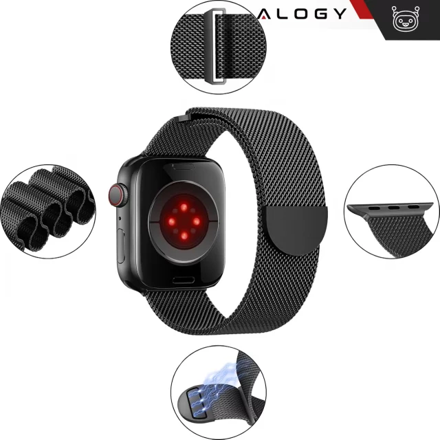 Alogy Stahlarmband für Apple Watch 38/40/41 mm Edelstahl Schwarz