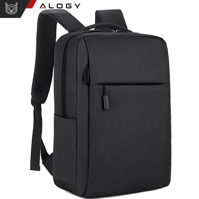 Rucksack Laptoptasche 15,6" groß wasserdicht mit USB-Anschluss Unisex 41x29x12cm für Flugzeug Alogy Rucksack Schwarz
