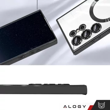 MagSafe-Hülle für Apple iPhone 16 Pro Max Alogy Glamour Luxus-Ringgehäuse Gold-Transparent