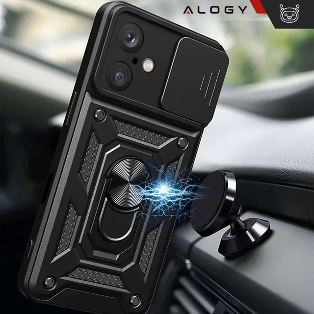 Case for Apple iPhone 16 armored Slide Case Ring camera protection housing Camshield Alogy black
