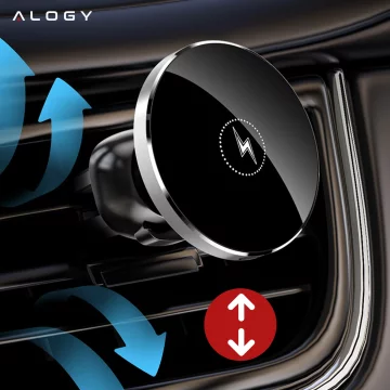 2-in-1 car holder with Alogy Airvent MagSafe QI Charger for MagSafe 15W inductive charger Black