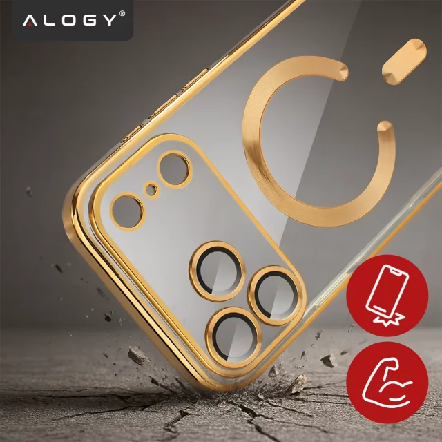 Etui z MagSafe do Apple iPhone 17 Pro – obudowa glamour z ochroną obiektywu, eleganckie i odporne na zarysowania – Alogy LuxuryRing™ Glamour Case Gold
