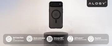 Hülle für Apple iPhone 16 Pro Max Alogy MagSafe Hybrid Matte Case Matte Cover mit Linsenschutz Schwarz