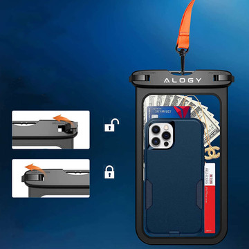 Alogy Waterproof Case universal IPX8 waterproof bag for phone up to 9 inches and accessories Black