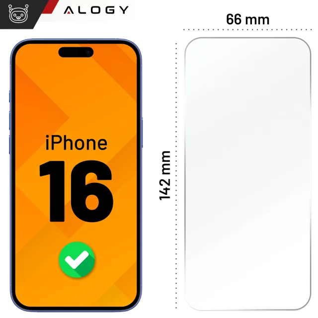 Tempered glass for Apple iPhone 16 screen protector 9H Alogy Heavy Pro ™️
