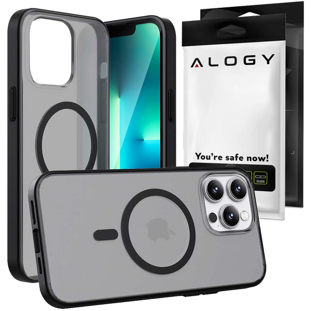 Alogy MagMat matné pouzdro na telefon pro ochranný kryt MagSafe pro Apple iPhone 14 Pro Max Black Glass
