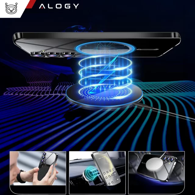 MagSafe Case for Apple iPhone 16 Pro Max Alogy Glamour Luxury Ring Case Gold-Transparent