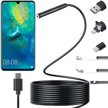 Alogy Duo Cam 1920 Full HD Lightning endoscope inspection camera for iPhone, USB-C, micro USB 3m 8mm black