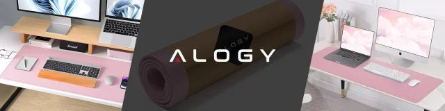 Podkładka na biurko 100×50 cm – antypoślizgowa mata ochronna z eleganckiej ekoskóry PU, pod mysz i klawiaturę, stylowa i trwała – Alogy WorkMat™ Różowa