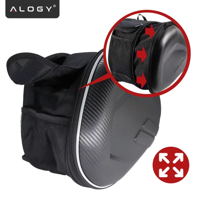 Motocyklová podsedlová brašna 38-58L - Brašna, boční kufry, brašna na zadní sedadlo, vodotěsná, tvrdý materiál, nastavitelná pro motocykl - Alogy RoadPack™ černá