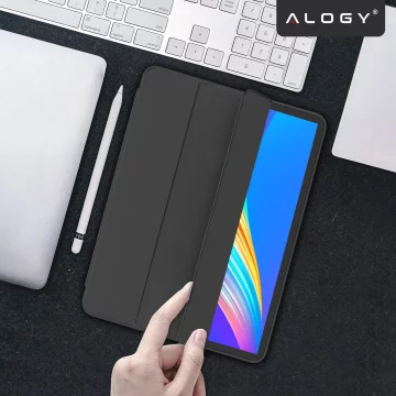 Alogy Book Cover Pencil Case Schutzhülle mit Stifthalter für Apple iPad Air 4 2020 / Air 5 2022 10,9 Zoll, Schwarz